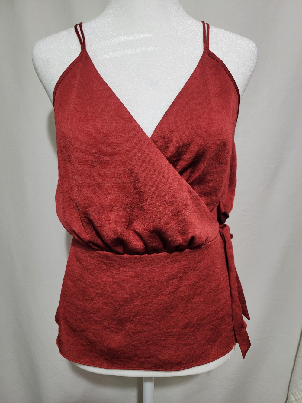 Express Burnt Red Satin-Look Wrap Camisole Bohochic